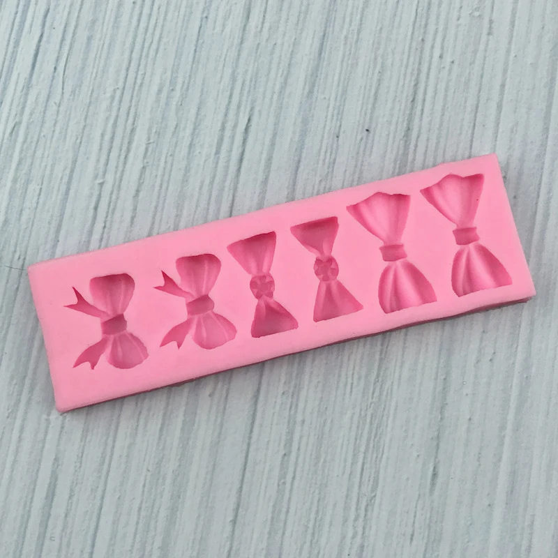 1 piece, six bow shaped cake silicone mold, handmade pastry, drip glue, chocolate, flipped sugar baking mold