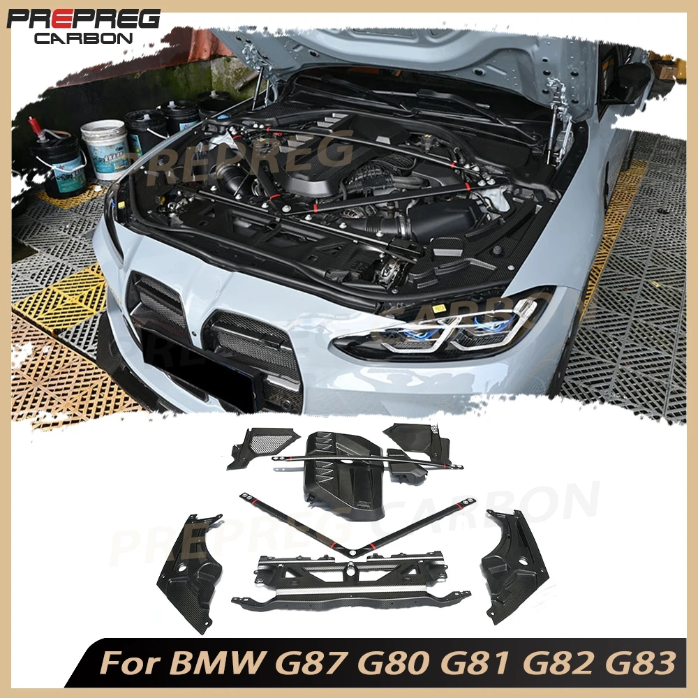 Dry Carbon Fiber Engine Hood Cover Body Kits Complete Engine Compartment Shroud Cover for BMW M2 M3 M4 G87 G80 G81 G82 G83 2021+