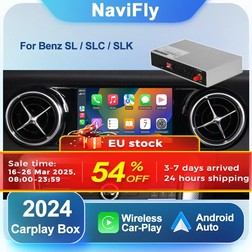 NaviFly EU Stock Wireless CarPlay Android Auto Interface Box For Mercedes Benz SLK SLC SL 2012-2018 NTG4.5 5.0 Airplay Siri