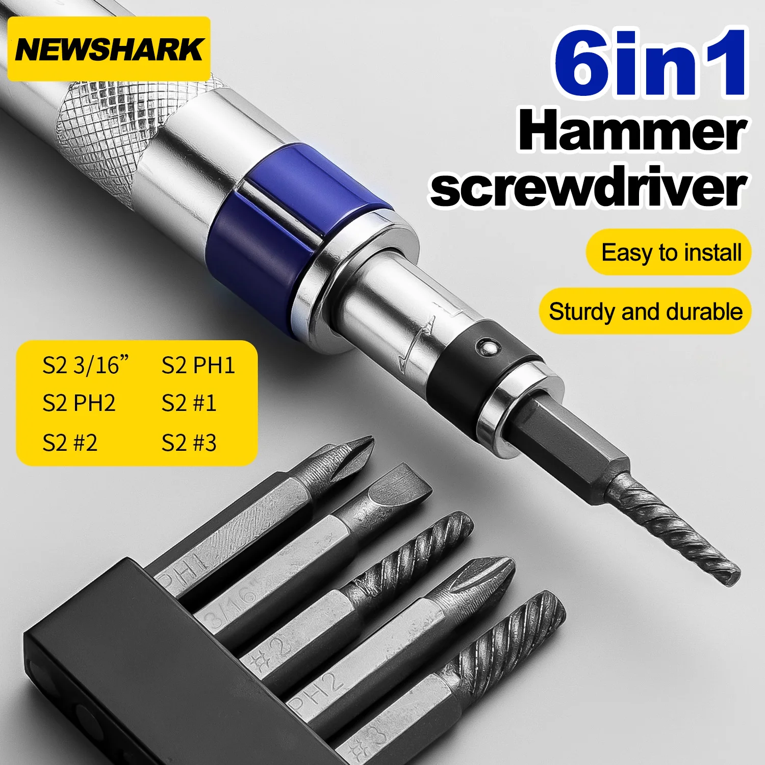For 1/4-inch Impact Drive Rusted Stuck Broken Fasteners Remover with Complete Specifications 6in1 Screwdriver Set