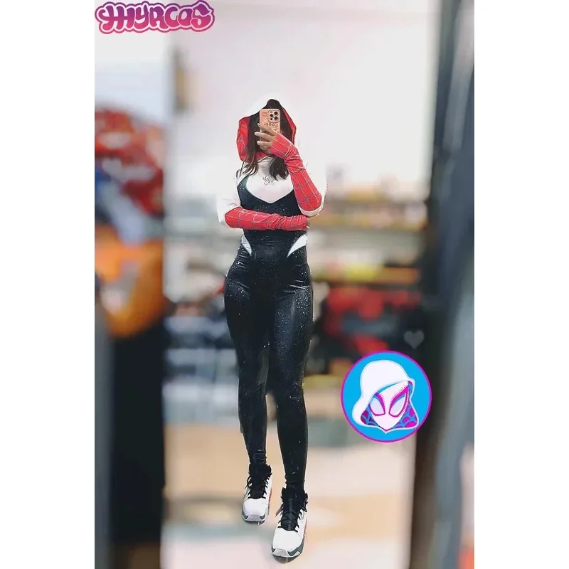 DY2025 أنيمي ل جوين المرأة تأثيري الجلود ارتداءها مثير تأثيري حلي بذلة قناع القبعات هدية مجانية هالوين ل Comic Wo