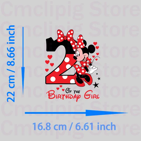 Minnie Mouse Birthday Girl Iron on patches thermo-stickers for children heat transfer vinyl DIY Sewing Decoration