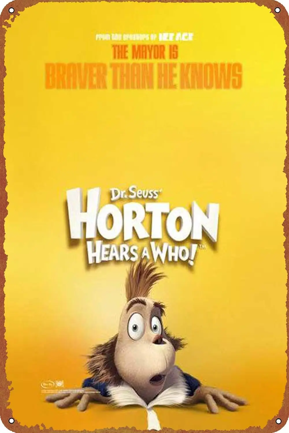 Horton Hears a Who! Movie Poster Vintage Look Tin Metal Sign Wall Decoration  Inches