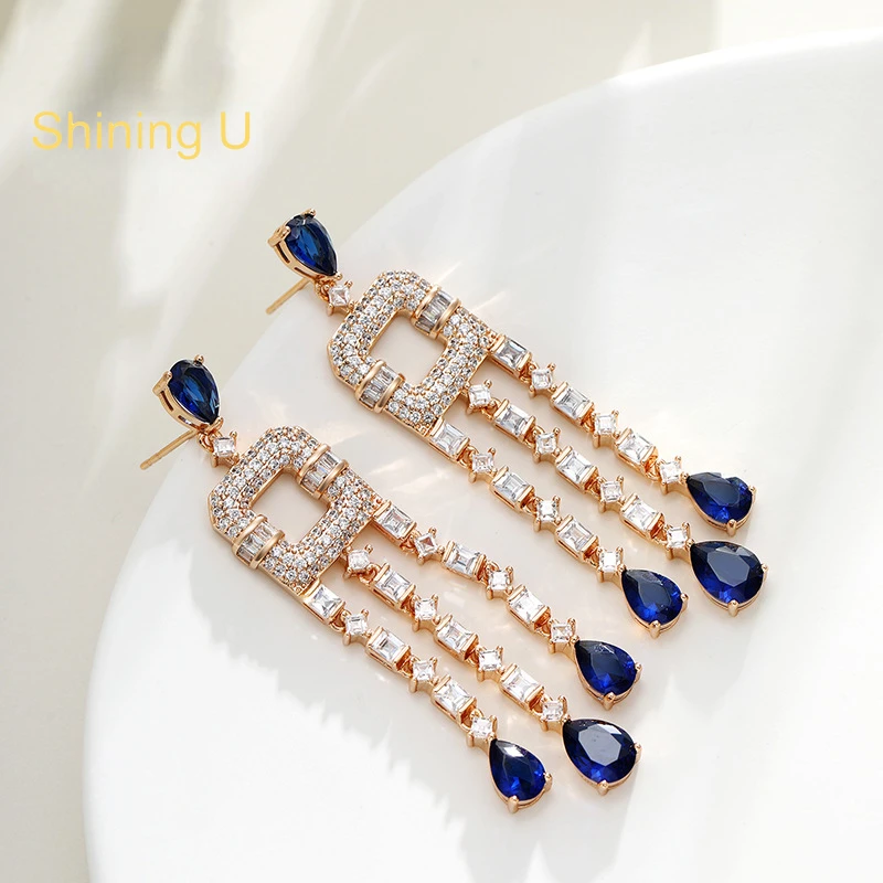 

Shining U Vintage Colored Synthetic Stones Dangle Earrings for Women Party Fashion Jewlery