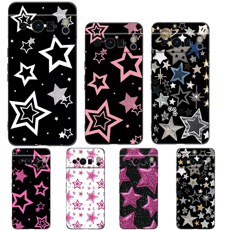 Star Art Phone Case For Google pixel 9 8 7 6 Pro 8A 6A 7A 5G Silicone Shockproof Black Cover Fundas