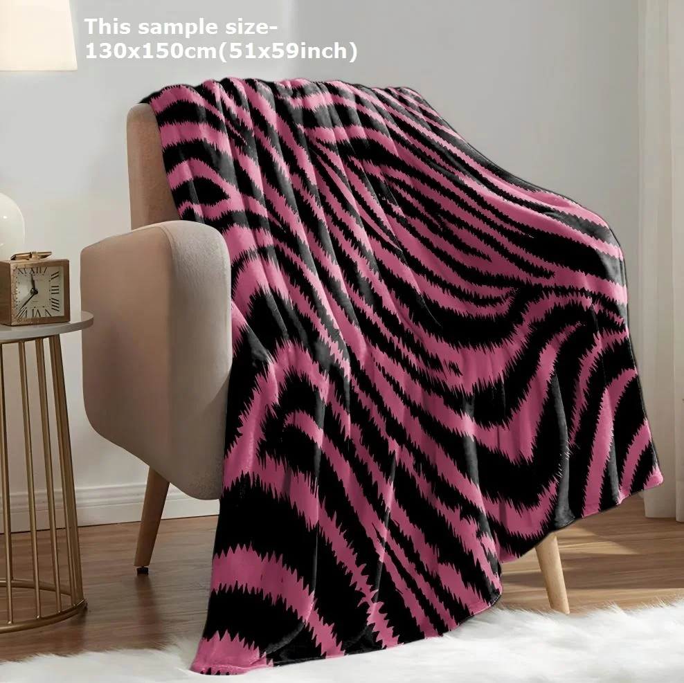 1PC Zebra Tiger Animal Skin pattern Blanket Flannel Thin blankets for Home Office Travel Camping Perfect gifts four season use