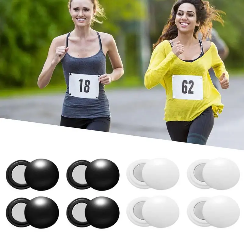 วิ่งแม่เหล็ก Bib 8 คู่ Racing Number Fixers นํากลับมาใช้ใหม่ Anti-SLIP Bib แม่เหล็กสําหรับเต้นรําการแข่งขัน TRACK ขี่จักรยานกีฬา