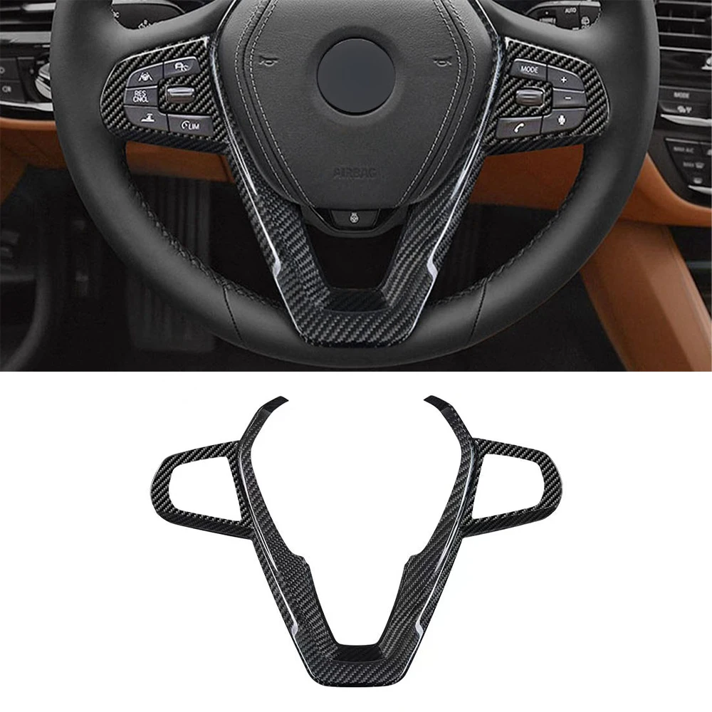 

Real Carbon Fiber Steering Wheel Trim Cover Sticker For BMW 3-Series 320Li G01 X4 G02 G30 G31 G38 2018 2019 2020 Car Styling