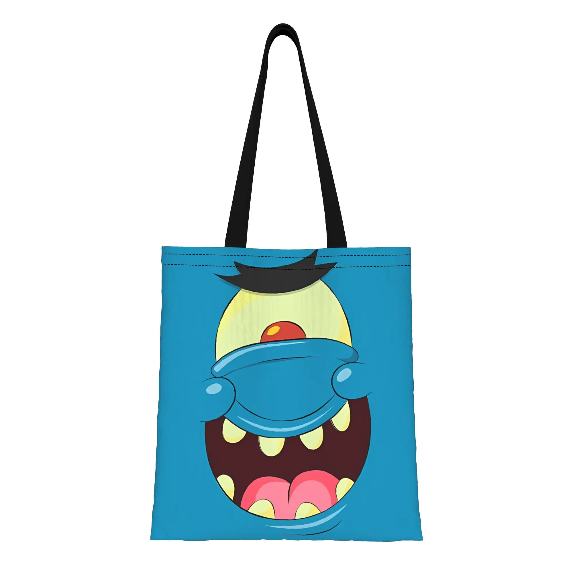 

Kawaii big mouth teeth monster Animal Face Canvas Woman Tote Bag for Shopping Travel Outdoor Heavy Duty Shoulder Handbag