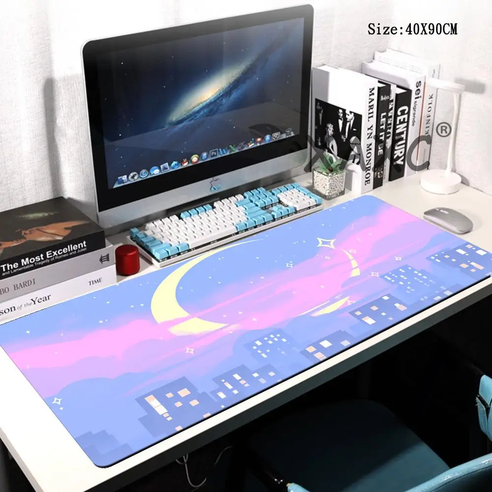 

HYBXAXC Pc Mouse Pad Gaming Pink Moon Cute Small Anime Mousepad Speed Setup Gamer Accessories Anti-slip Mat Deskmat Table Pads