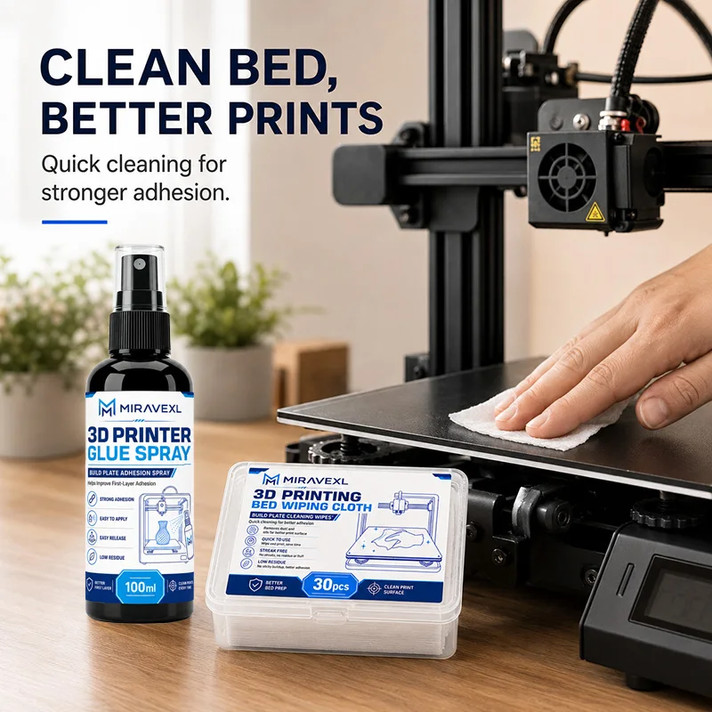 3D Printer Anti Warping Glue Spray & 30Pcs Build Plate Wipes Restore Bed Adhesion Easy Release for PEI Glass Spring Steel Bed