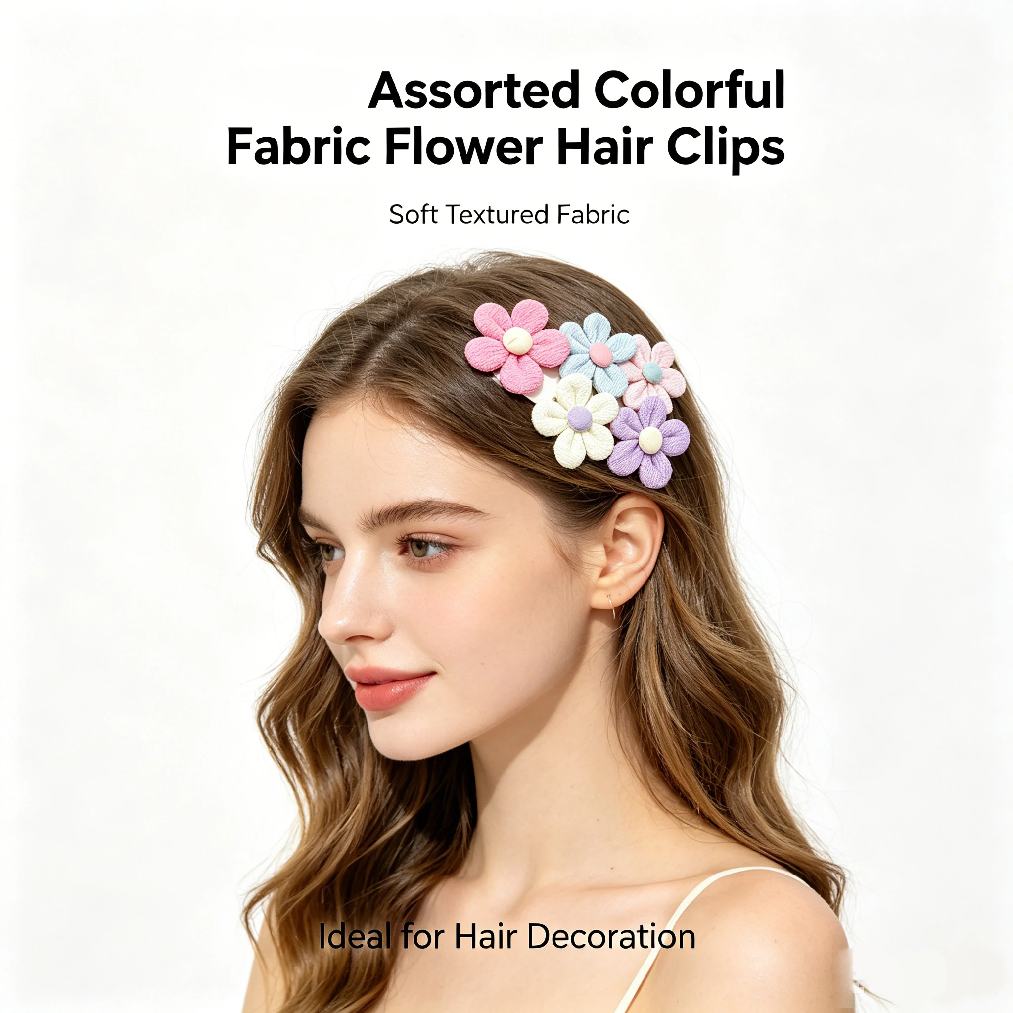 Color Random 10/20 pcs. Colorful Fabric Checkered Five-Petal Flower Hairpin. Non-Harmful to Hair Small Flower Hair Clip Hair Acc