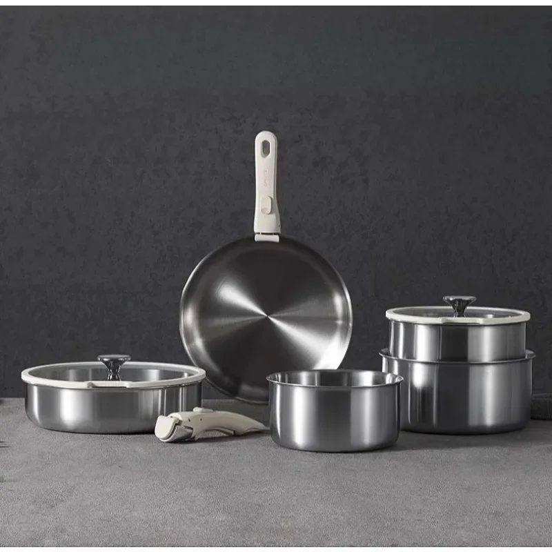 Removable handle pan Kitchenware Frying Non-stick Uncoated kitchen pan set Three-piece set