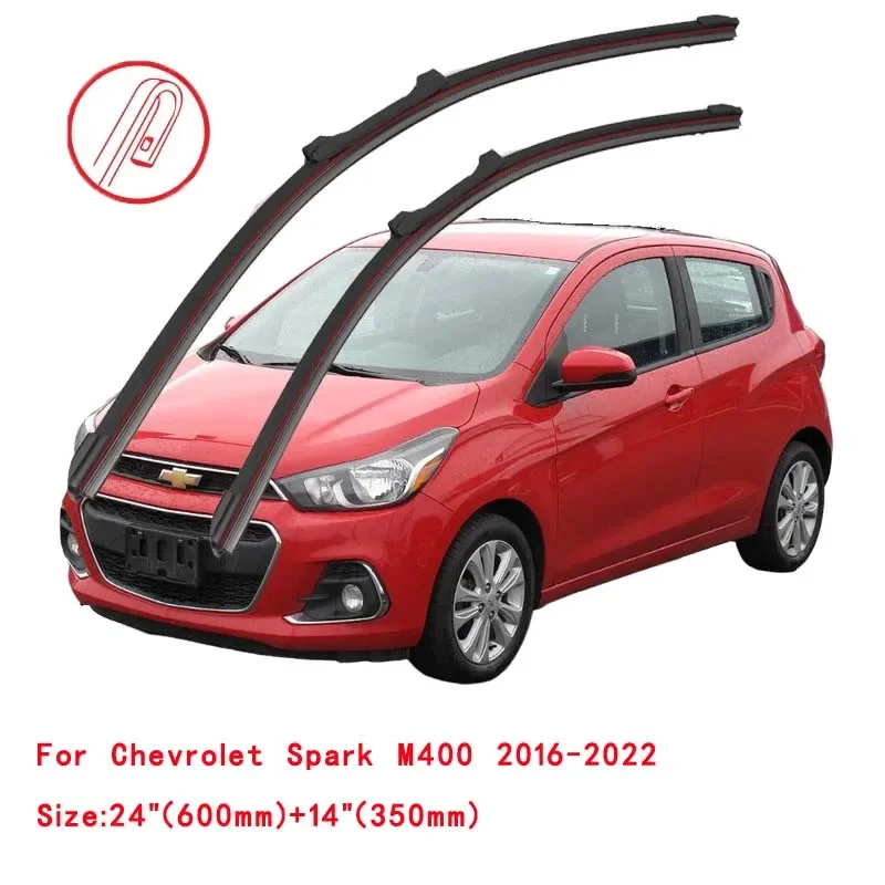 

For Chevrolet Spark M100 M150 M200 M250 M300 M400 EV LITE BEAT Hatchback Car Red Wipers Double Rubber Windshield Wiper Blades