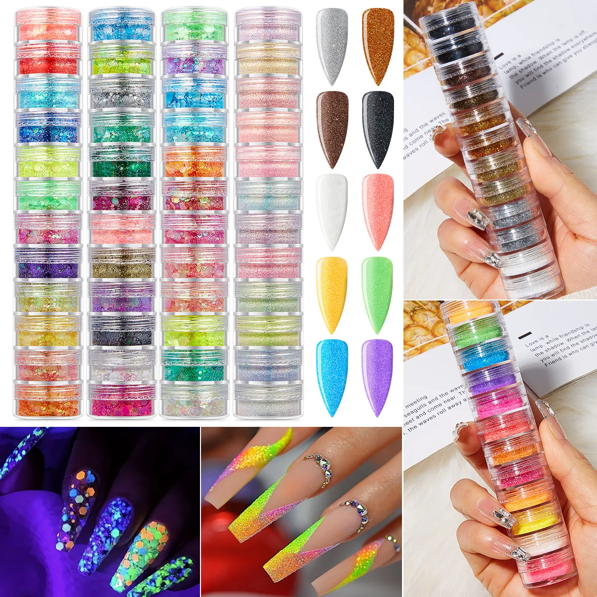 12 Colors Glow In The Dark Glitters Fillers Luminous Sequins For DIY Epoxy Resin Mold Nail Art Crafts Resin Filling Decoration