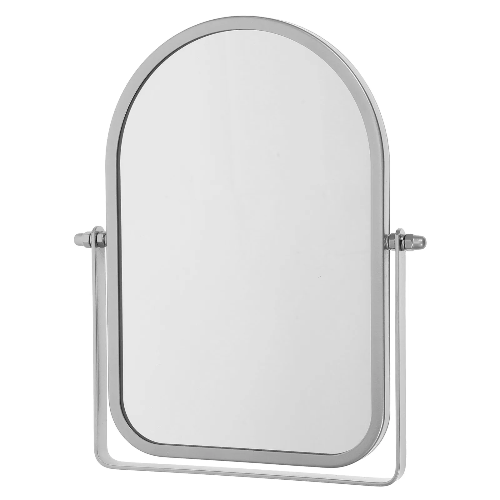 Desktop Makeup Mirror 8.9x6 Silver Oval Folding Stand Small Size for Dorm Bedroom Office Portable Travel Mirror with