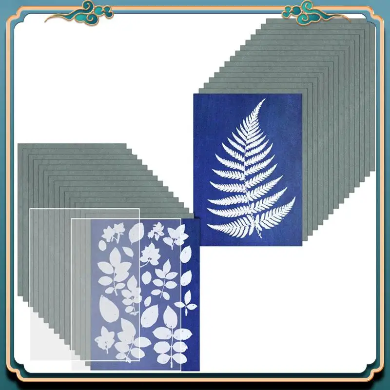 (New)-1Set Cyanotype Paper With 2 Sheet Acrylic Panel Sun Print Paper Kit, Activated Printing Art Paper Cyanotype Paper