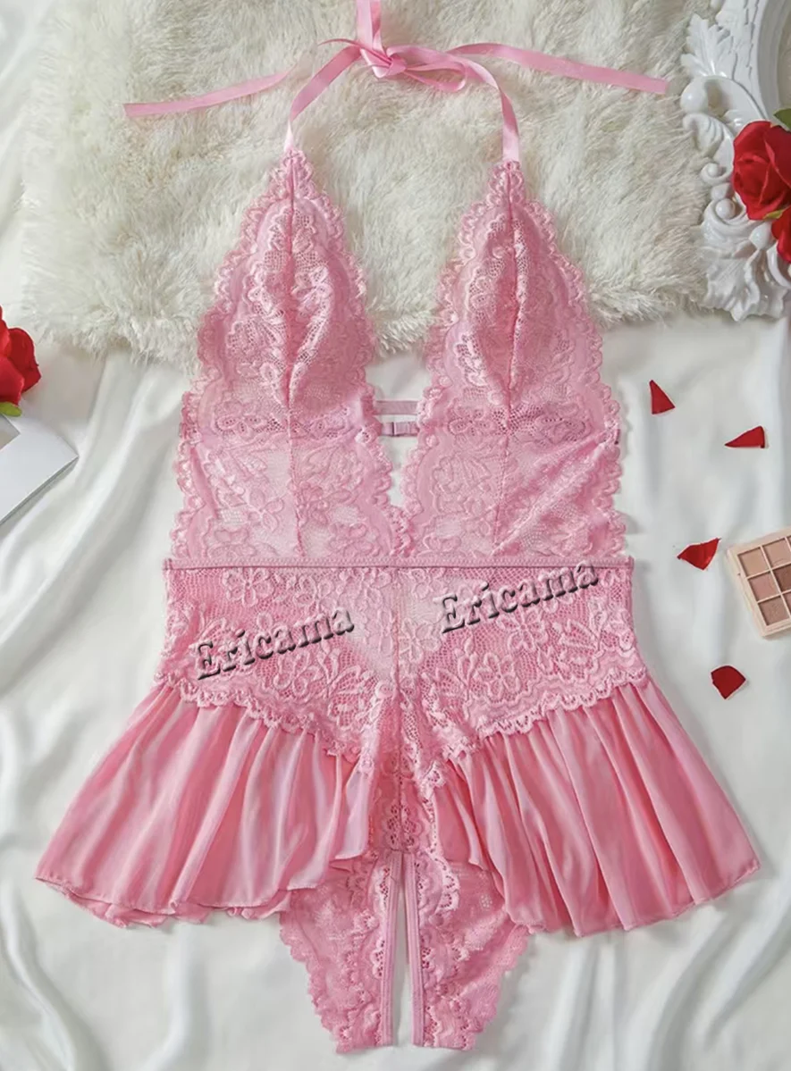 Push Up Women's Hollow Erotic Lingerie Set Lace Transparent Underwear Slim Fit Erotic Bra Set Lace Sexy Fashion Sleepwear Dress