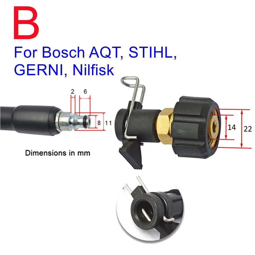 Pressure Washer Hose Outlet Connector Converter For Karcher Lavor Bosch Nilfisk STIHL AR Blue To M22 Connect