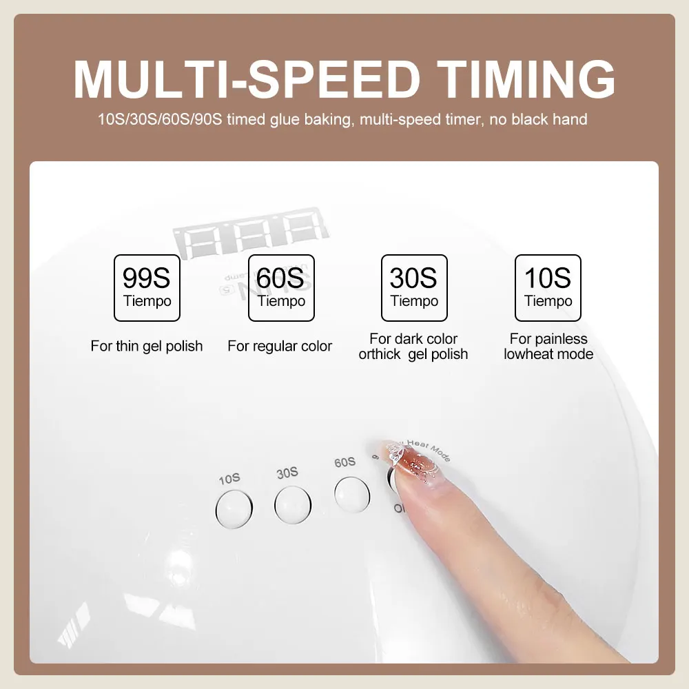 プロのネイルアートツール,ネイルドライヤー,ジェルポリッシュ硬化,4タイマー付きUV LEDライト,自動センサー,LCDディスプレイ,48W