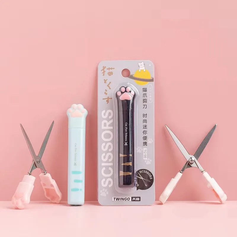 Cat Paw Shaped Multifunctional Portable Scissors For Student Office Supplies And Paper Cutting Journal Creating Stationery