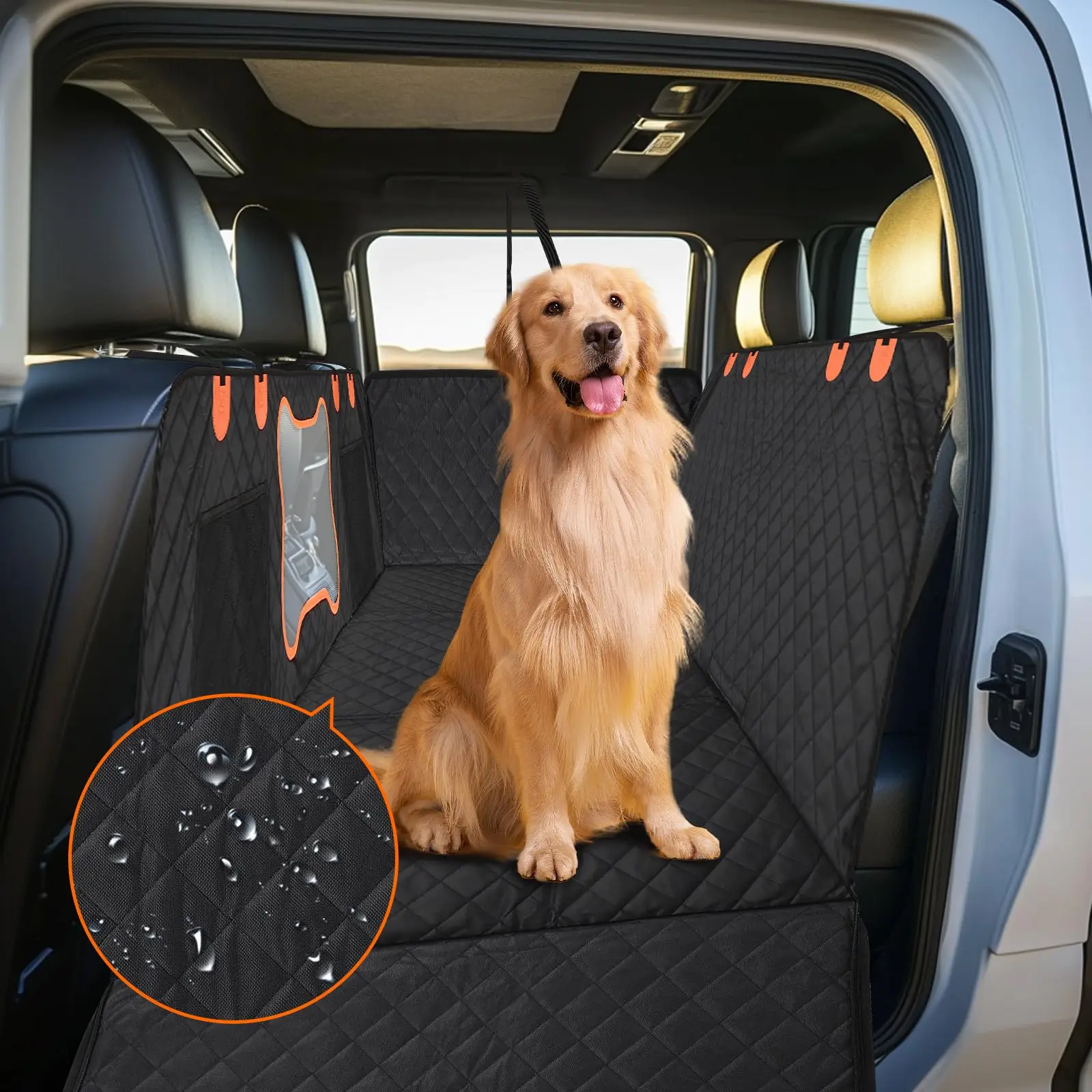

Dog Car Seat Cover Car Bed Pet Backseat Cover Waterproof And Anti-Slip Pet Mat for Full Size F150/RAM1500/Silverado Crew Cab Pic