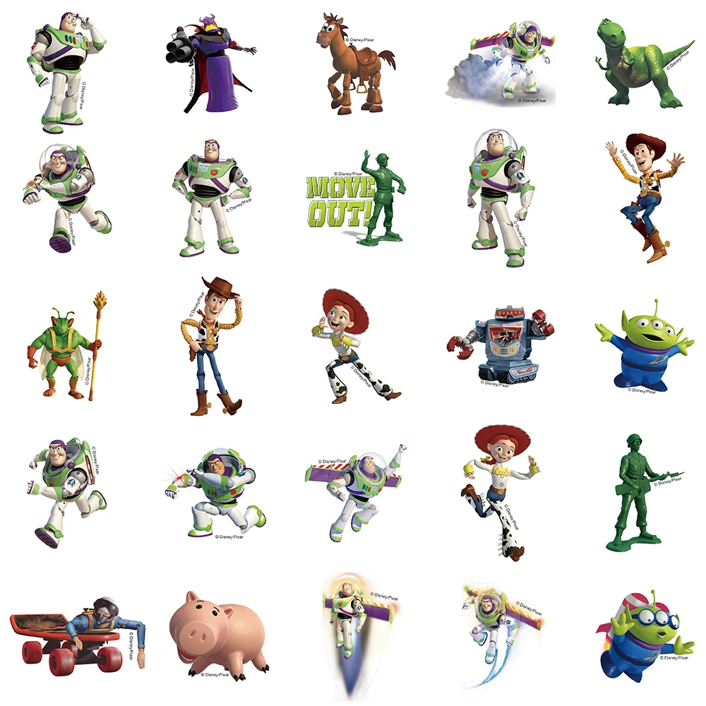 

10/30/50pcs Disney Cartoon Toy Story Stickers Woody Buzz Lightyear Sticker Laptop Skateboard Phone Bike Kawaii Decals Toys Gift