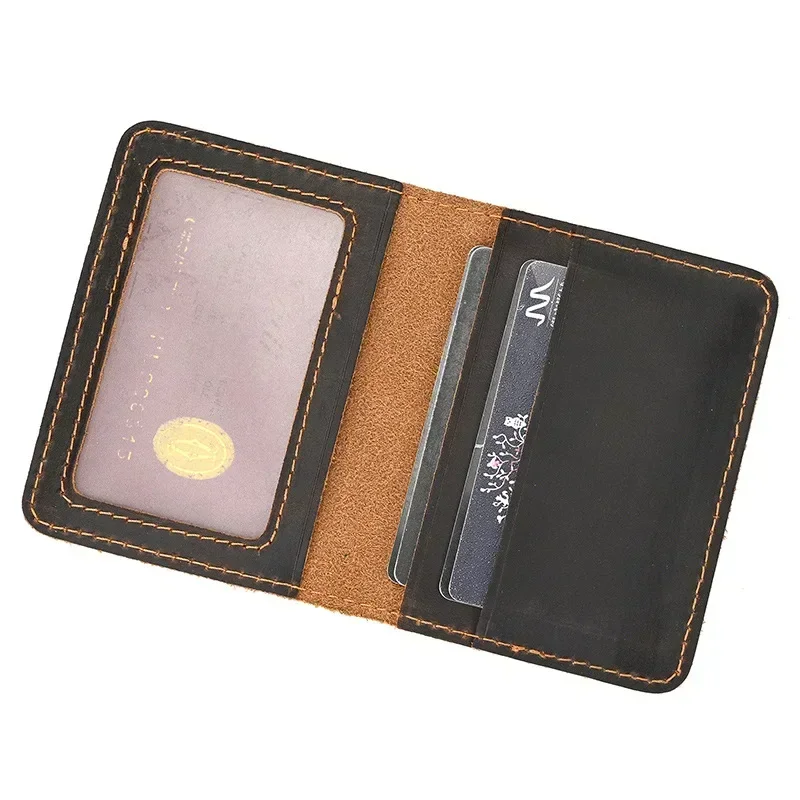 

Кошелек-картхолдер из натуральной кожи для ID-карт и RFID-карт, мини-портмоне с отделениями для мужчин и женщин, тонкий, короткий