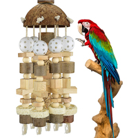 Bird Parrot Toy Large Parrot Toy Natural Wooden Blocks Bird Chewing Toy Parrot Cage Bite Toy Suits for Macaws Parrots