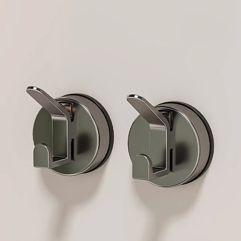1pc/2pcs Fashion Style Plastic Suction Cup Hooks - Wall-Mounted, Reusable, for Bathroom And Kitchen Storage, Utility Hooks