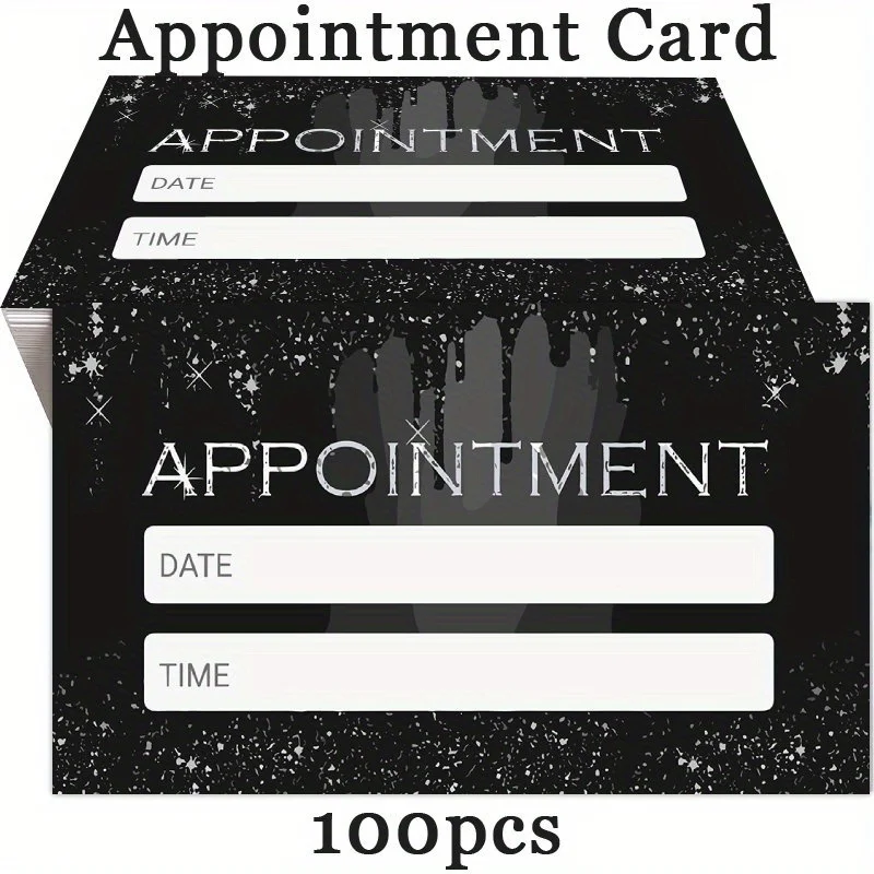 100pcs Fashionable Black Silver Glitter Sticky Note Card Set, Used for Hair Salon, Nail Salon, and Spa Reservation