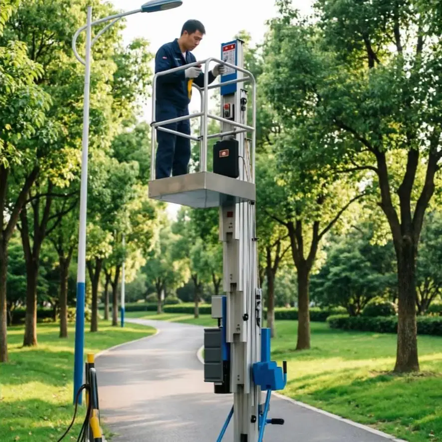 Portable Aluminum Elevating Platform Single Vertical Mast One Key Up Down Control Hotel Daily Maintenance Hydraulic Table