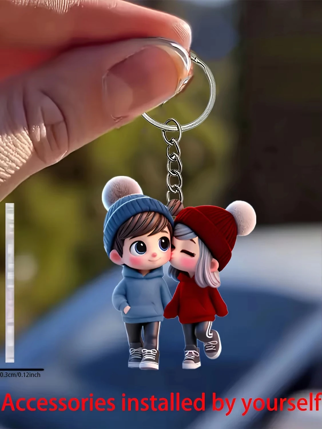 2D Flat Acrylic Keychain – Car Rearview Mirror & Bag Decor, Gift for Couples Family Friends