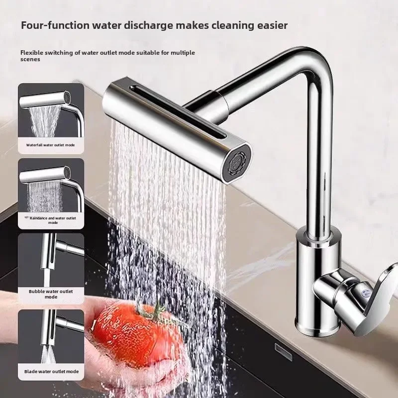 

Kitchen Faucet, Rain Waterfall, Vegetable Basin, Household Sink, Hot and Cold Two-in-one Pressurization Anti-splash Rotation