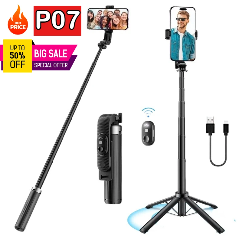 

Палка для селфи из алюминиевого сплаваP07, выдвижной штатив для селфи-палки, четырехъядер для телефона с беспроводным дистанционным держателем для телефона с Bluetooth