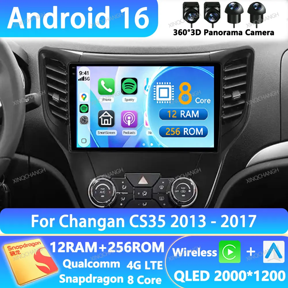 Android 16 Car Radio For Changan CS35 2013 - 2017 Navigation Head Unit 4G WIFI QLED GPS 2DIN BT Multimedia Video Player Qualcomm