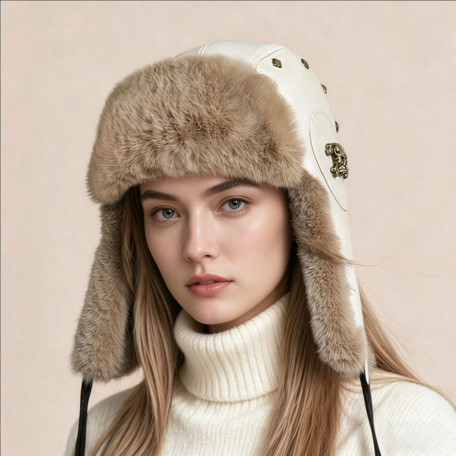 Classic Vintage Windproof Faux Leather Earflap Faux Fur Winter Hat Warm Outdoor Daily Casual Basic Trendy Chic Solid Color Hat