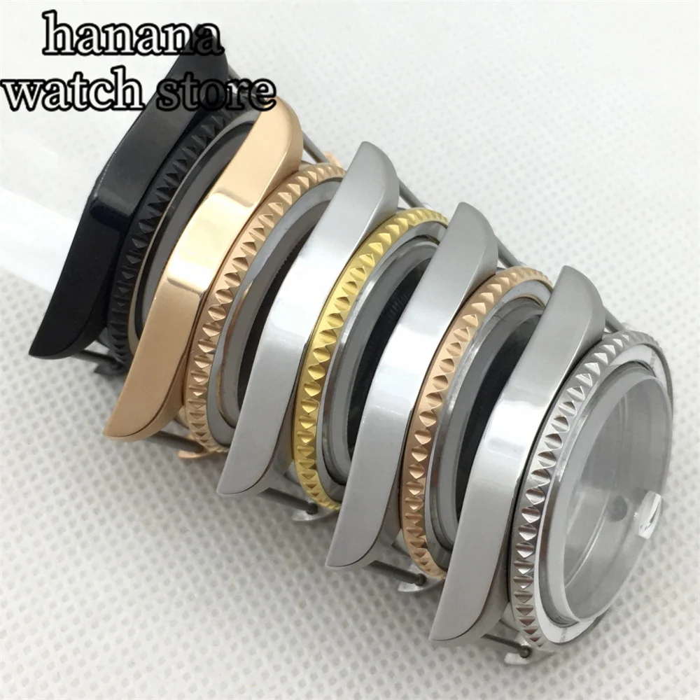 36mm 38mm Silver Black Rose gold stainless steel case Sapphire glass ceramic bezel for NH34 NH35 NH36 PT5000 ETA2824 movement