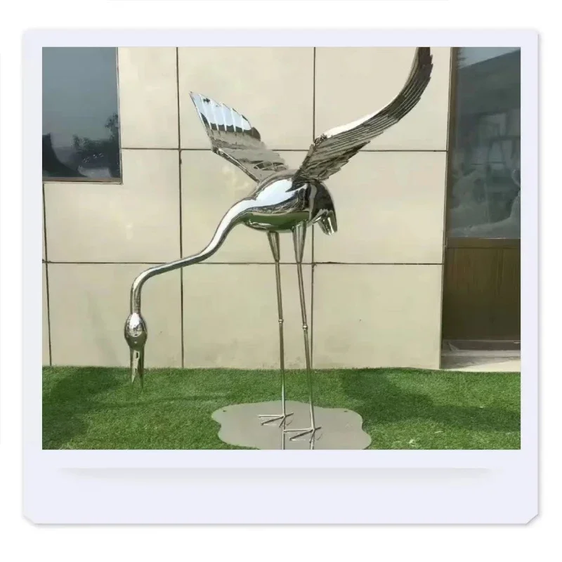 Stainless steel flamingo ornament glass fiber reinforced animal model sculpture