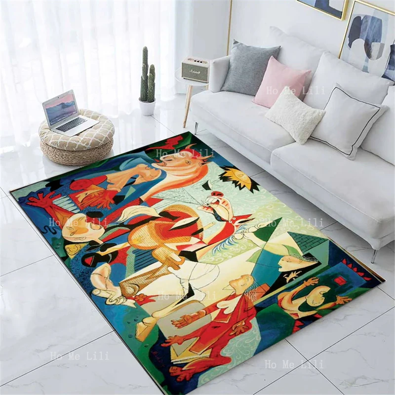 Guernica By Pablo Picasso Art Flannel Floor Rug Color Version Famous People For Living Room Bedroom Decorative