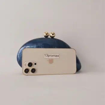 Lady Pearl 深藍色貝殼壓克力盒式手拿包 女士晚宴包 女士斜挎包 婚禮派對鏈條單肩包 6 最佳銷售 藍色手拿包 - №4