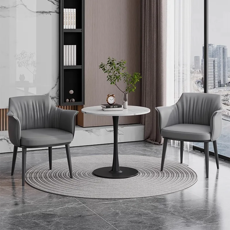Light luxury cafe lounge area meeting guests drinking tea negotiating tables and chairs