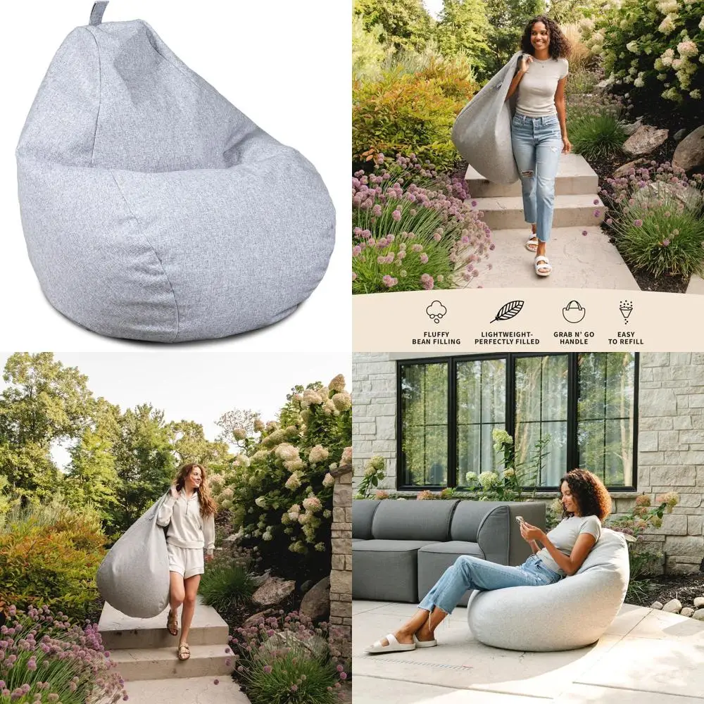 

Weatherproof Teardrop Bean Bag Chair with Ceramic Intertwist Pattern, Durable Fabric, 2.5ft