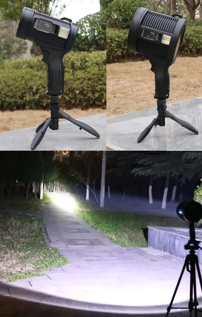 Handheld searchlight solar charging side light LED glare portable light patrol fishing camping light