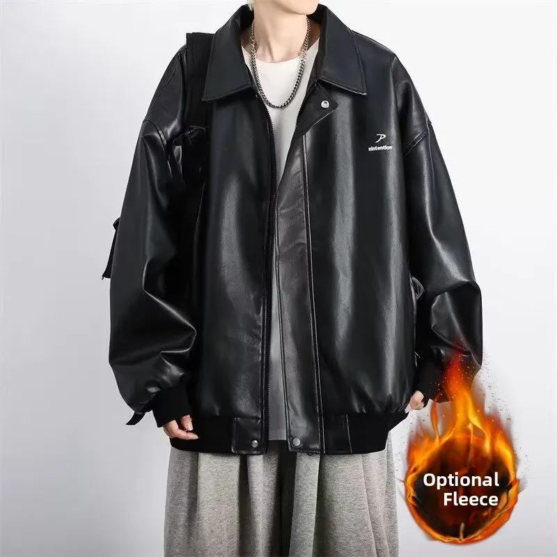 

Утепленная куртка-бомбер для мужчин: осенне-зимняя, из хлопка и искусственной кожи, с вышитыми буквами, в американском стиле, верхняя одежда