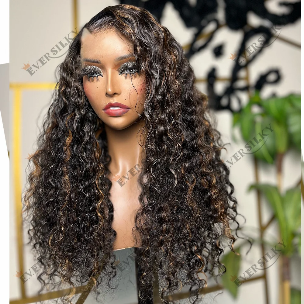 تسليط الضوء على النساء السود الباروكات موجة المياه قابل للتعديل الخامس جزء الباروكات أومبير الكستناء شقراء براون غريب مجعد U جزء شعر مستعار كامل 250 الكثافة #3