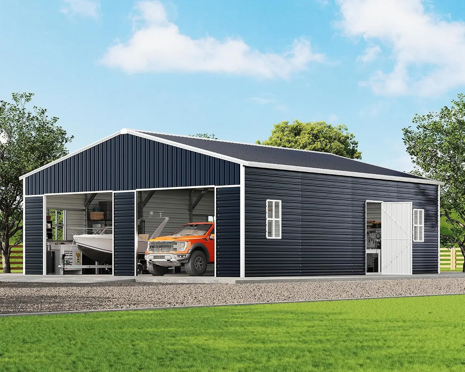25x30x11.5 FT Outdoor Metal Garage Shed with Front Double Doors, Customized