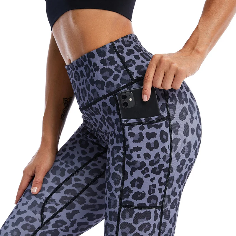 Leopard Print Yoga Pants Slim Thin Leggings Women's Sports Bottom Pants Multicolor Printed Nine Minute Pants