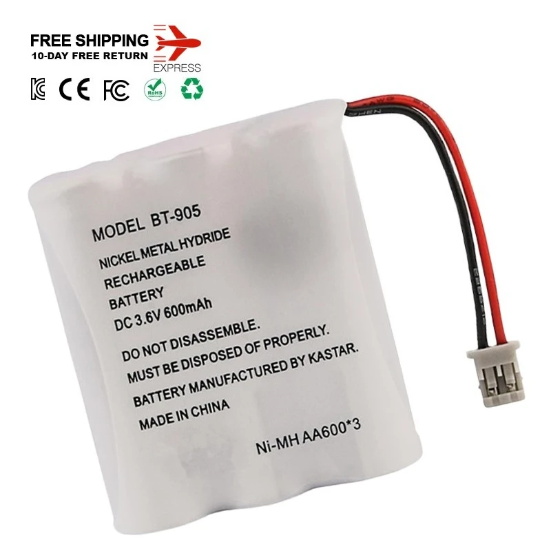 Upgraded DC 3.6V 600mAh BT-905 Replacement Rechargeable Battery for Uniden Phone Systems and Cordless Handsets 0 Cycle