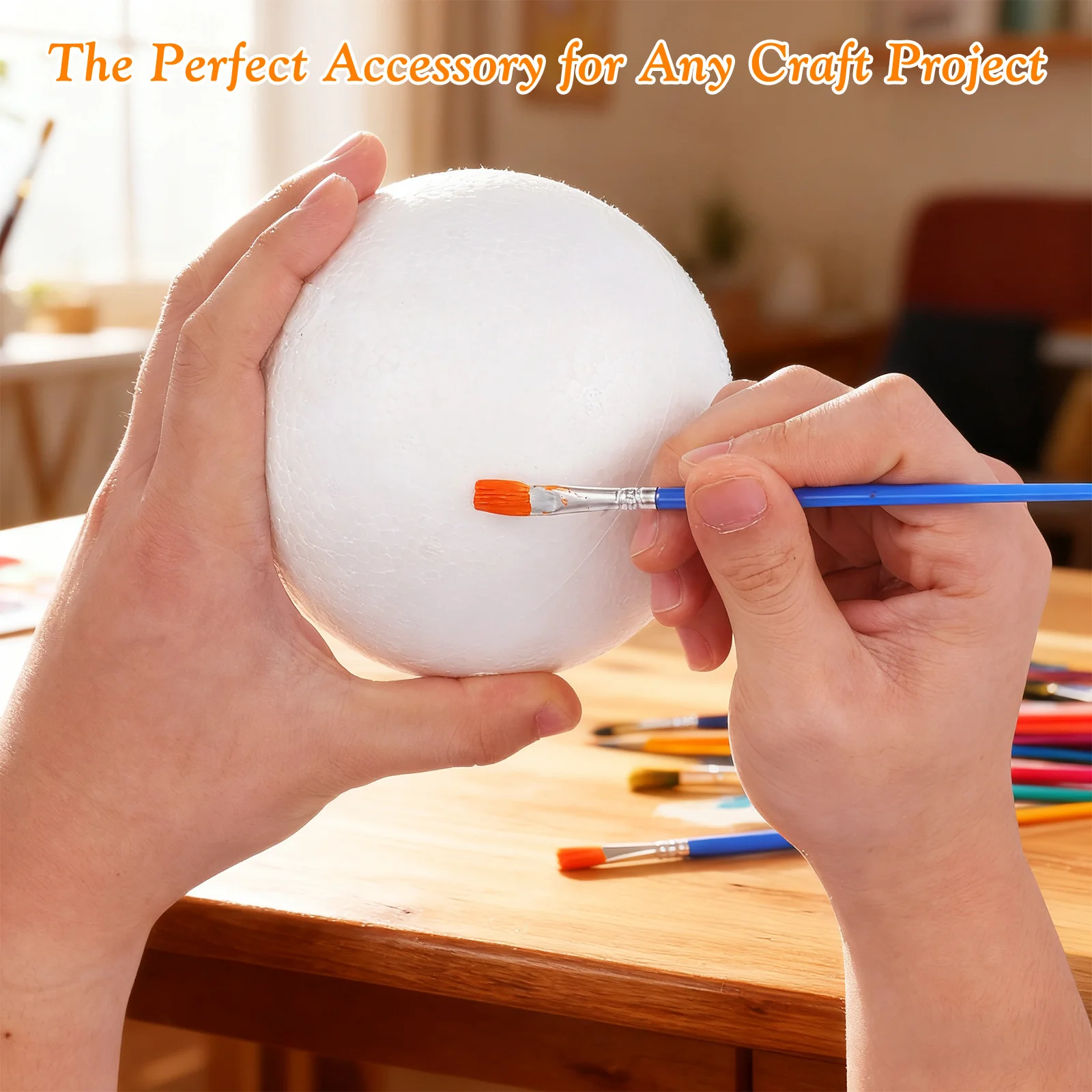 ลูกบอลเรียบขนาด 12 ซม. 6 ชิ้น วัสดุงานฝีมือจำนวนมากสำหรับเด็ก พัฒนาจินตนาการ งานฝีมือทำเอง ตกแต่งวันหยุด